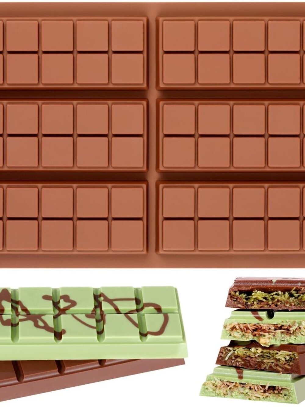 Chocolate Bar Mold - Non-Stick Chocolate Molds, Food Grade Silicone Deep Mold fo